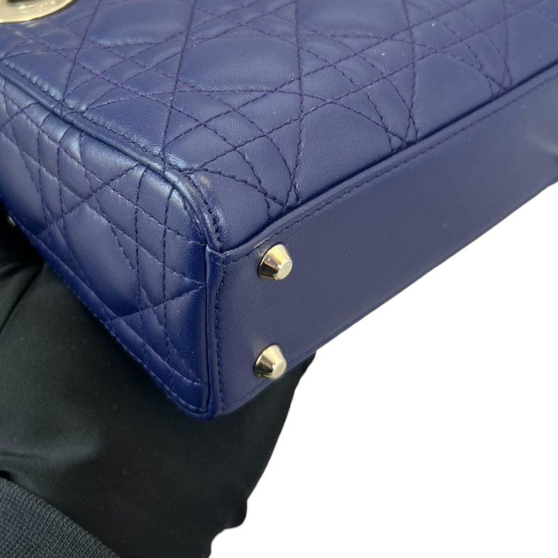 Small Lady Dior Top Flap Lambskin Cannage Navy GHW