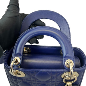 Small Lady Dior Top Flap Lambskin Cannage Navy GHW