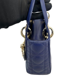 Small Lady Dior Top Flap Lambskin Cannage Navy GHW