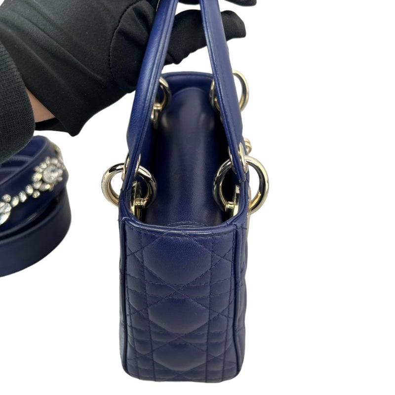 Small Lady Dior Top Flap Lambskin Cannage Navy GHW