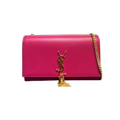 Pure Wool Pink Scarf with Gold YSL Monogram