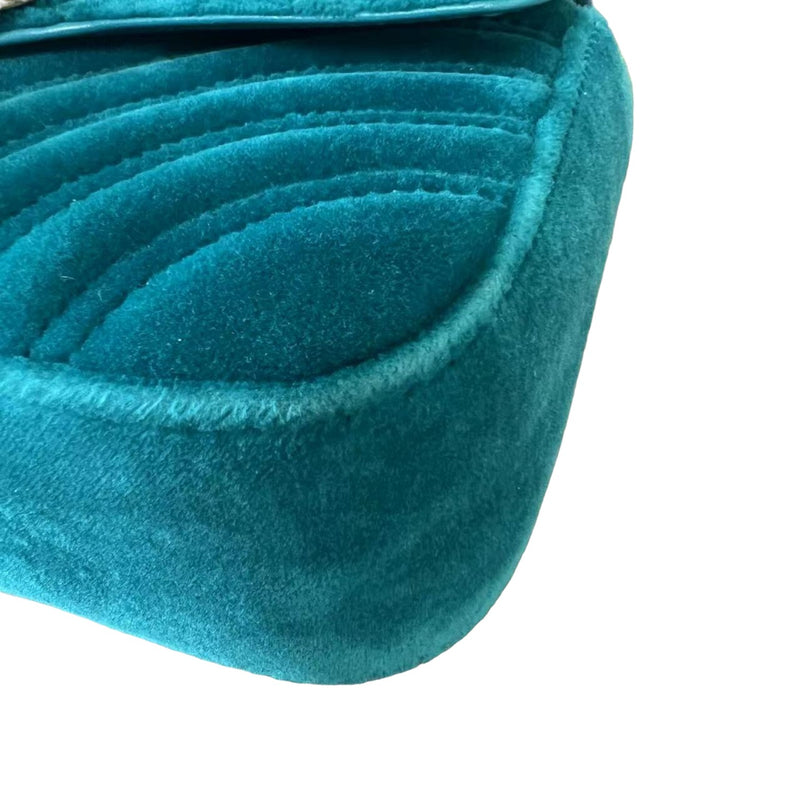 GG Marmont Mini Velvet Matelasse Shoulder Teal GHW