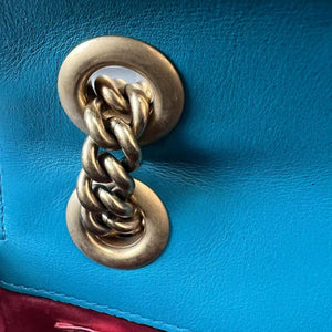GG Marmont Mini Velvet Matelasse Shoulder Teal GHW
