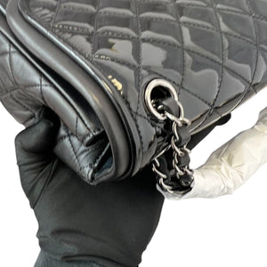 Jumbo Twist Flap Patent Quilted Black SHW