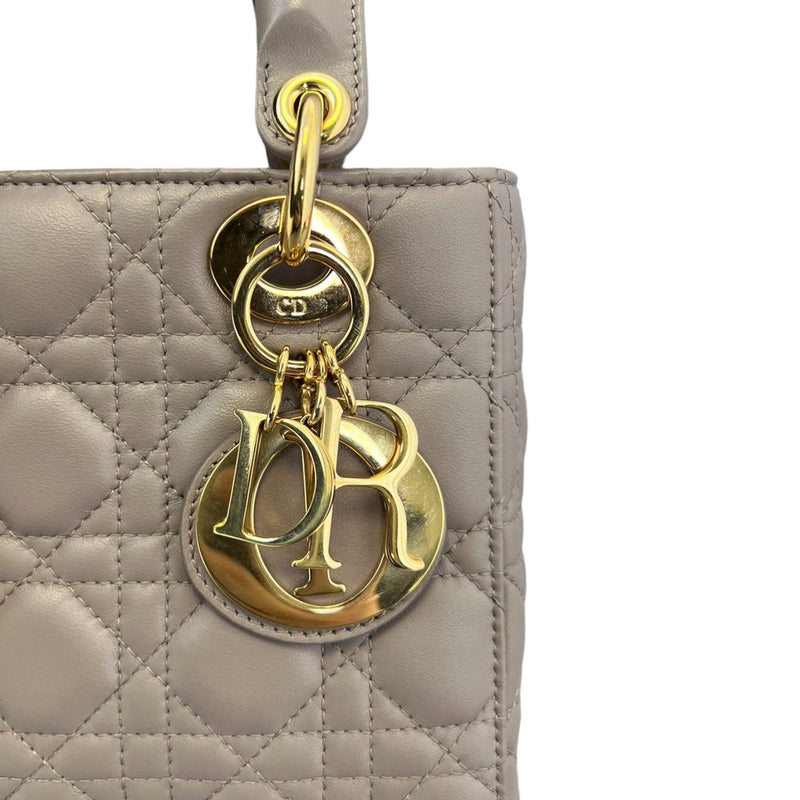 Lady Dior Small Jeweled Swan Lambskin Taupe GHW