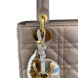 Lady Dior Small Jeweled Swan Lambskin Taupe GHW