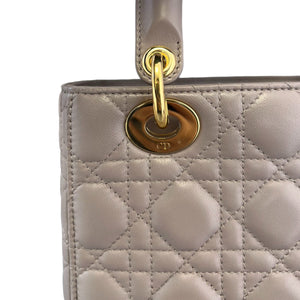 Lady Dior Small Jeweled Swan Lambskin Taupe GHW