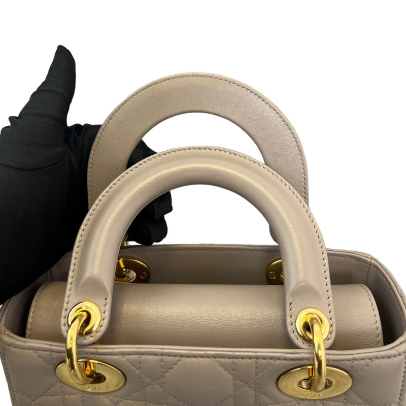 Lady Dior Small Jeweled Swan Lambskin Taupe GHW