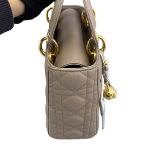 Lady Dior Small Jeweled Swan Lambskin Taupe GHW