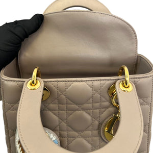 Lady Dior Small Jeweled Swan Lambskin Taupe GHW