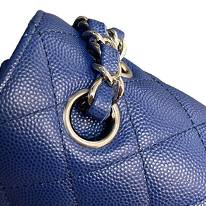 Double Flap Small Caviar Quilted Blue GHW