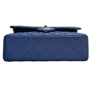 Double Flap Small Caviar Quilted Blue GHW