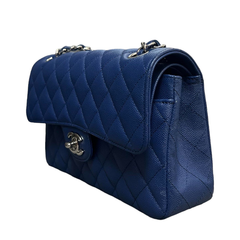 Double Flap Small Caviar Quilted Blue GHW