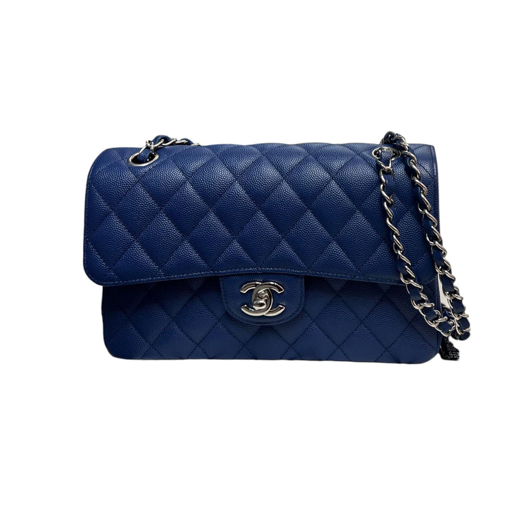 Double Flap Small Caviar Quilted Blue GHW