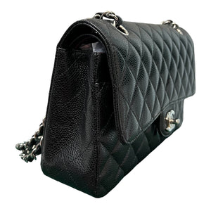 Classis Double Flap Medium Caviar Quilted Black SHW