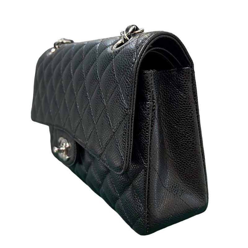 Classis Double Flap Medium Caviar Quilted Black SHW