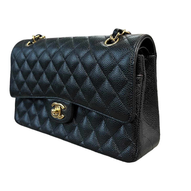 Double Flap Classic Medium Caviar Black GHW