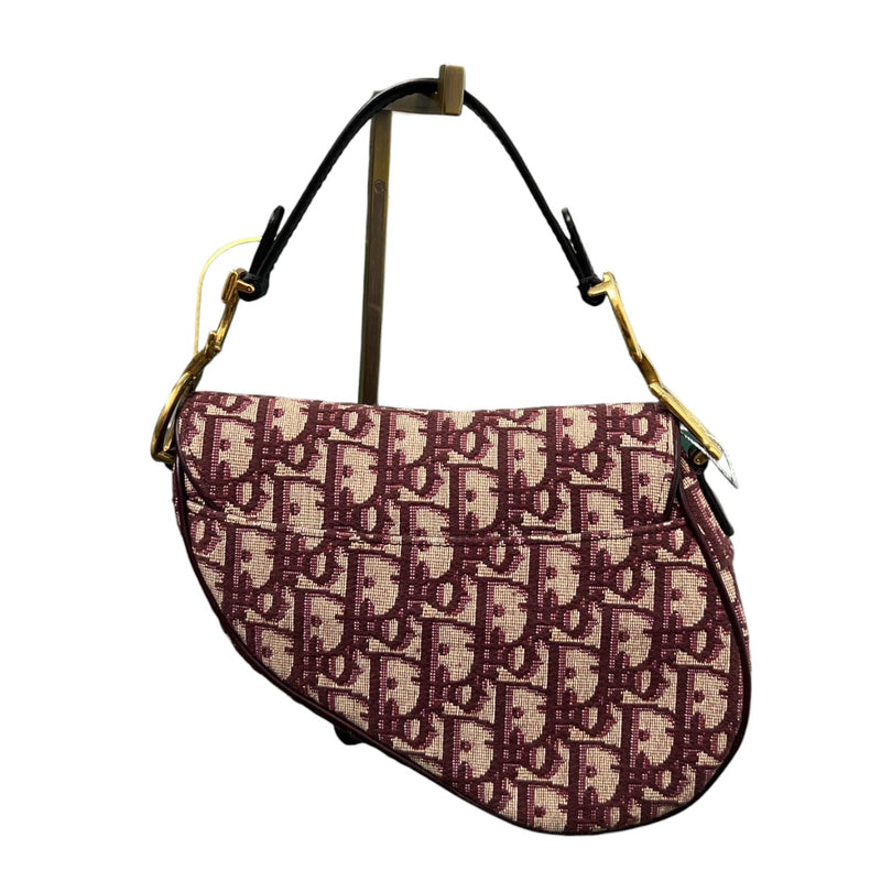 Oblique Mini Saddle Bag With Strap Burgundy GHW