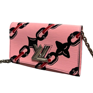 Twist Chain Wallet Chain Flower Print Epi Pink SHW