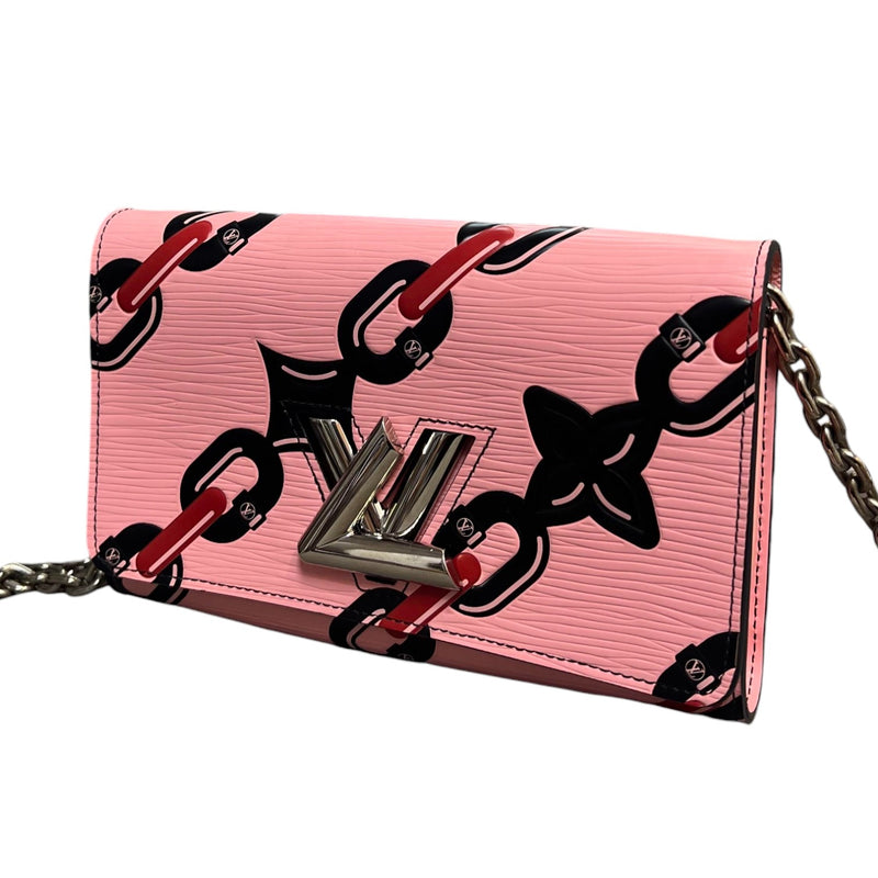 Twist Chain Wallet Chain Flower Print Epi Pink SHW