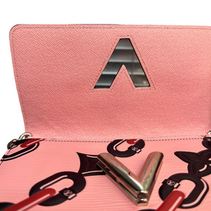 Twist Chain Wallet Chain Flower Print Epi Pink SHW