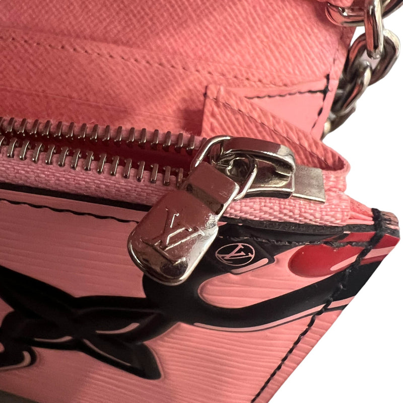 Twist Chain Wallet Chain Flower Print Epi Pink SHW