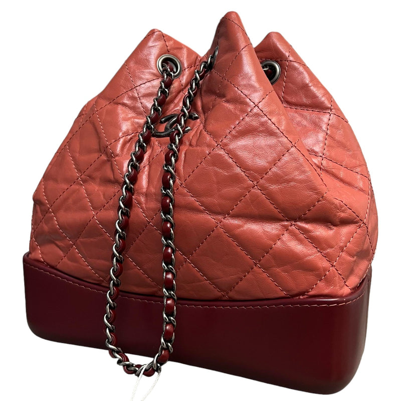 Gabrielle Backpack Small Quilted Aged Calfskin Raspberry MHW