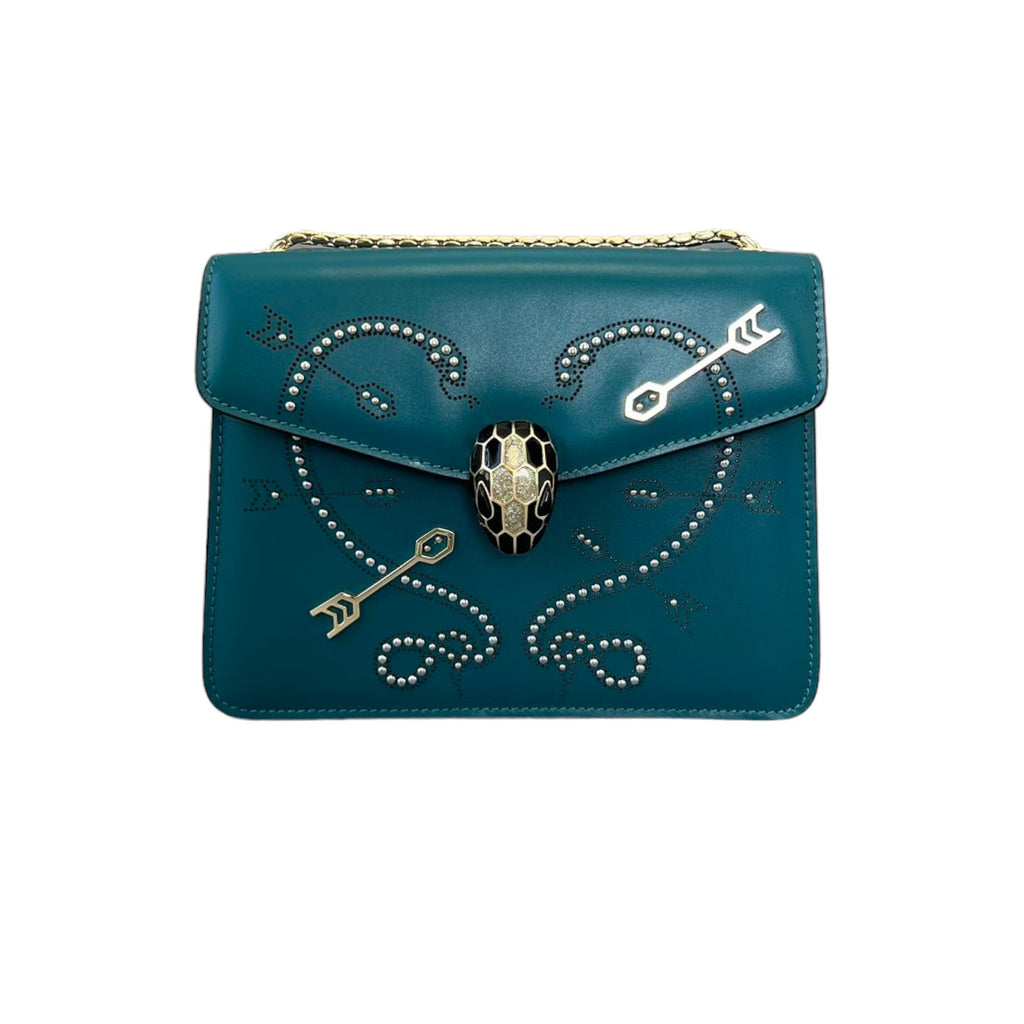 Serpenti Forever Shoulder Calfskin Embellished Teal GHW