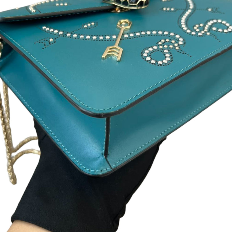 Serpenti Forever Shoulder Calfskin Embellished Teal GHW