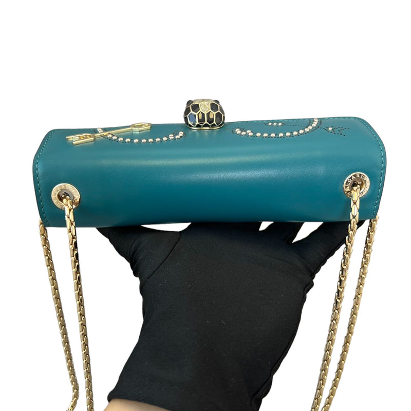 Serpenti Forever Shoulder Calfskin Embellished Teal GHW