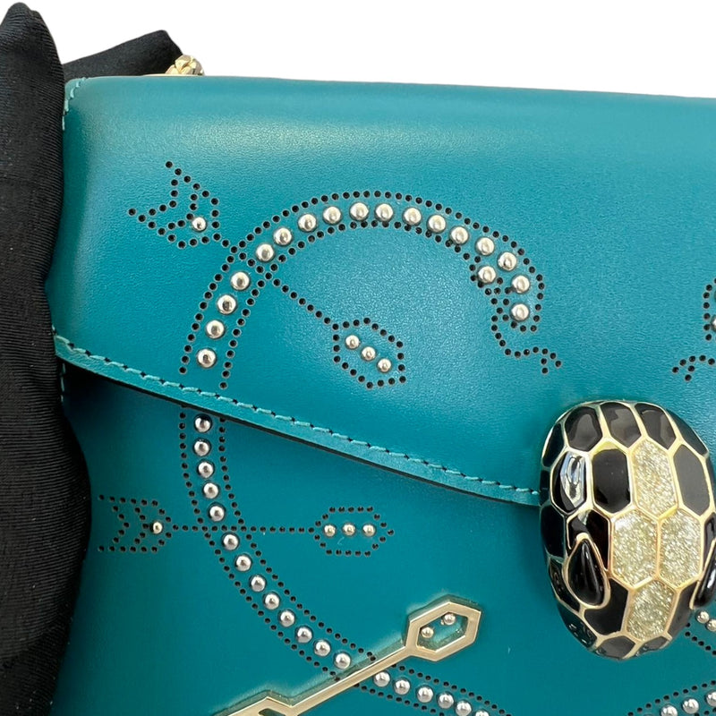 Serpenti Forever Shoulder Calfskin Embellished Teal GHW