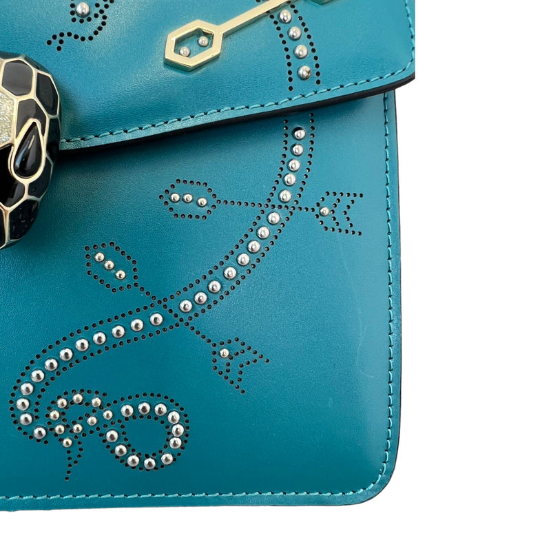 Serpenti Forever Shoulder Calfskin Embellished Teal GHW