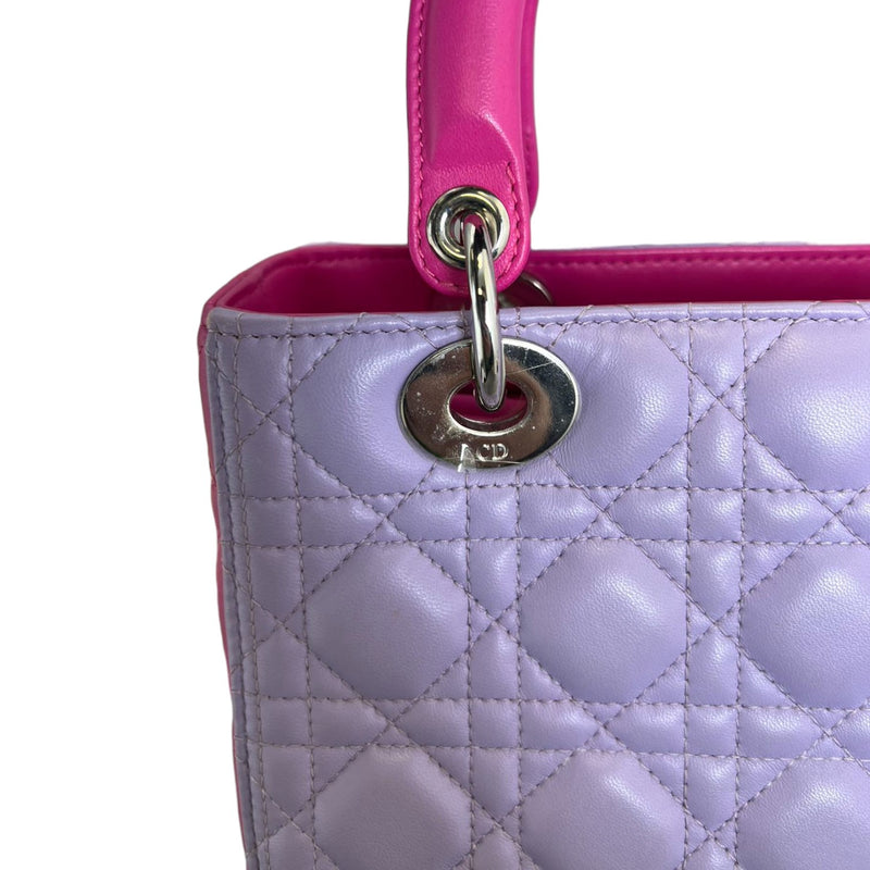 Bi-Color Lady Dior Medium Lambskin Purple Pink SHW