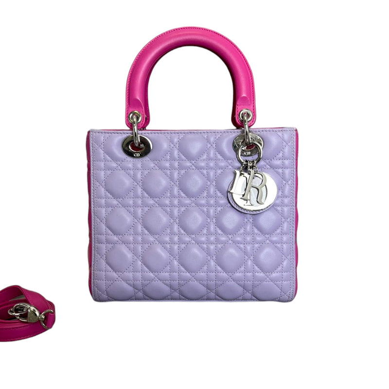 Bi-Color Lady Dior Medium Lambskin Purple Pink SHW