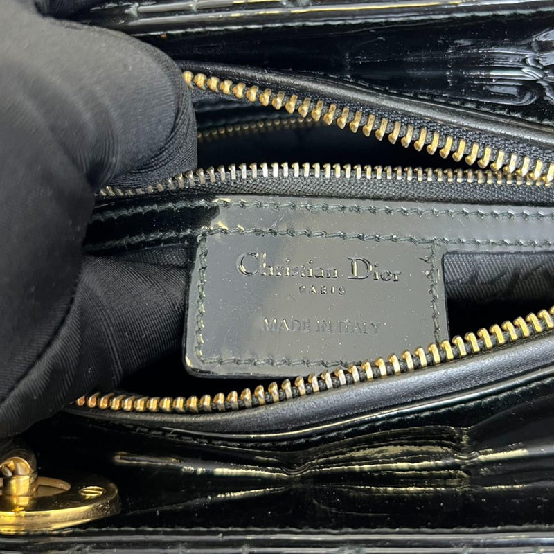 Lady Dior Medium Patent Cannage Black GHW