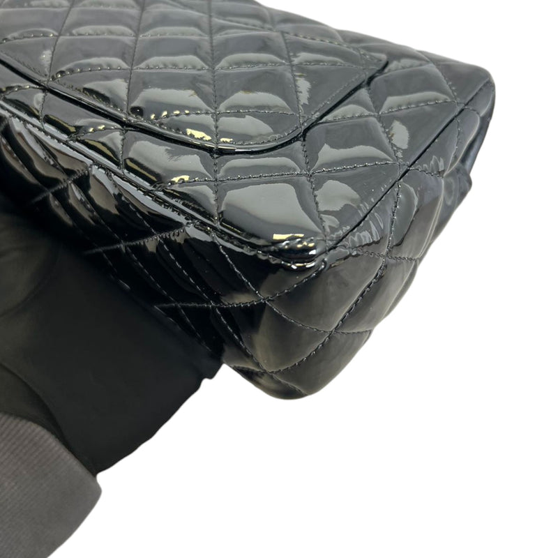 Rectangular Flap Mini Patent Calfskin Quilted Black GHW