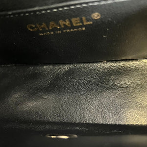 Rectangular Flap Mini Patent Calfskin Quilted Black GHW