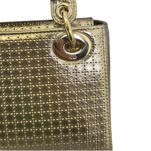 Chain Lady Dior Mini Metallic Patent Micro-Cannage Gold GHW