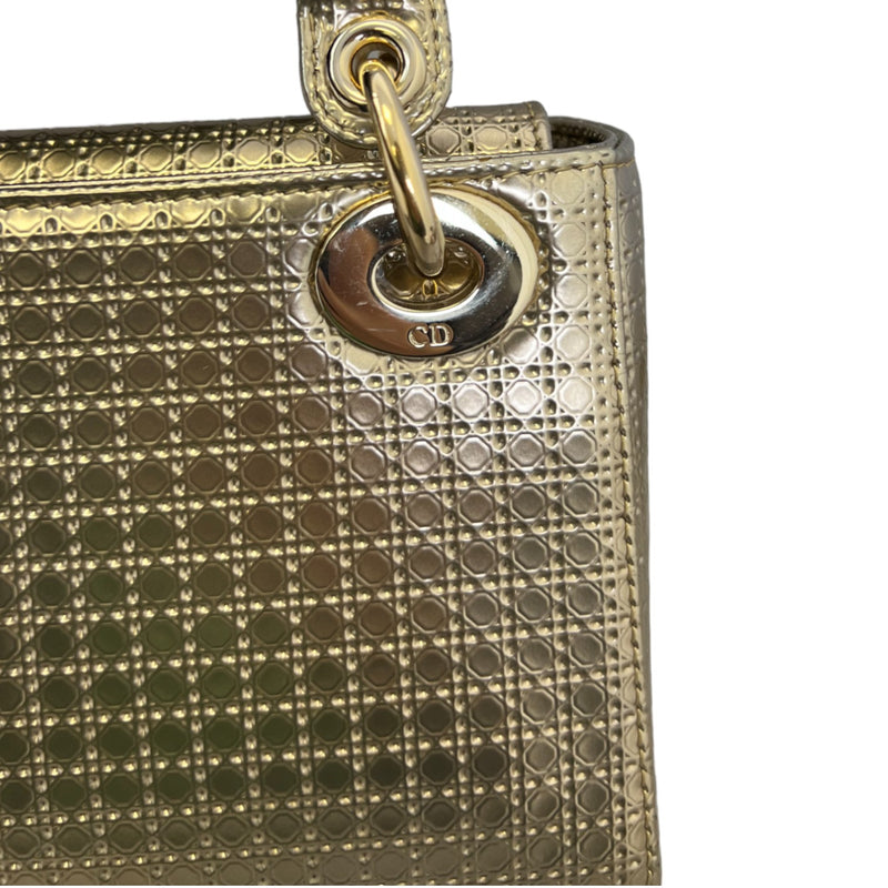 Chain Lady Dior Mini Metallic Patent Micro-Cannage Gold GHW