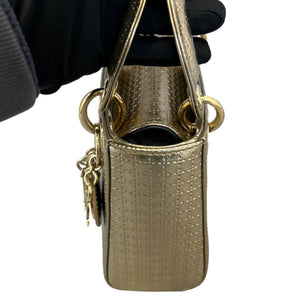 Chain Lady Dior Mini Metallic Patent Micro-Cannage Gold GHW