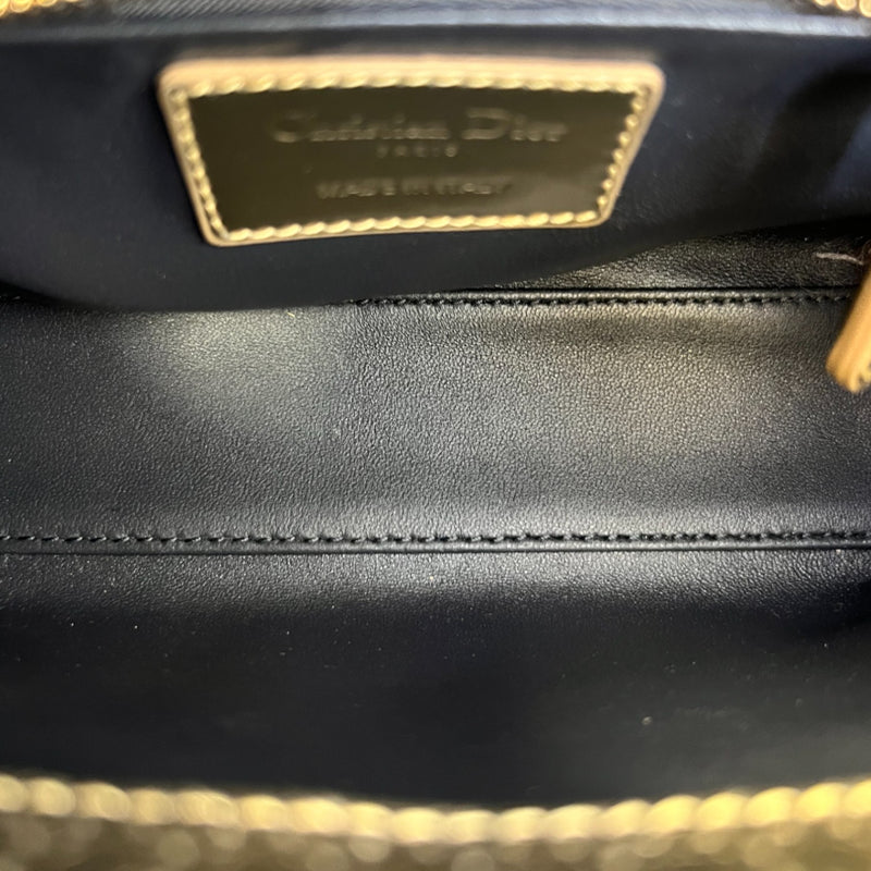 Chain Lady Dior Mini Metallic Patent Micro-Cannage Gold GHW