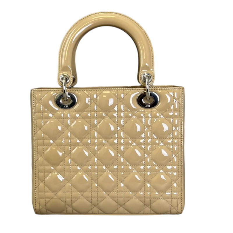 Lady Dior Medium Patent Cannage Beige SHW