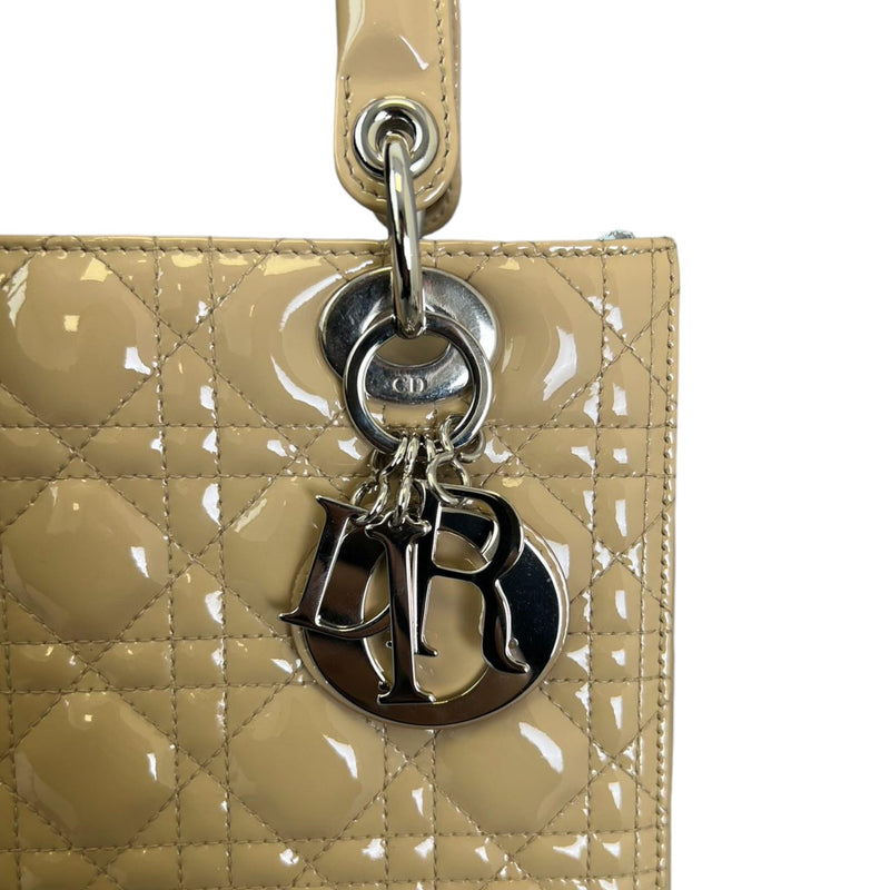 Lady Dior Medium Patent Cannage Beige SHW