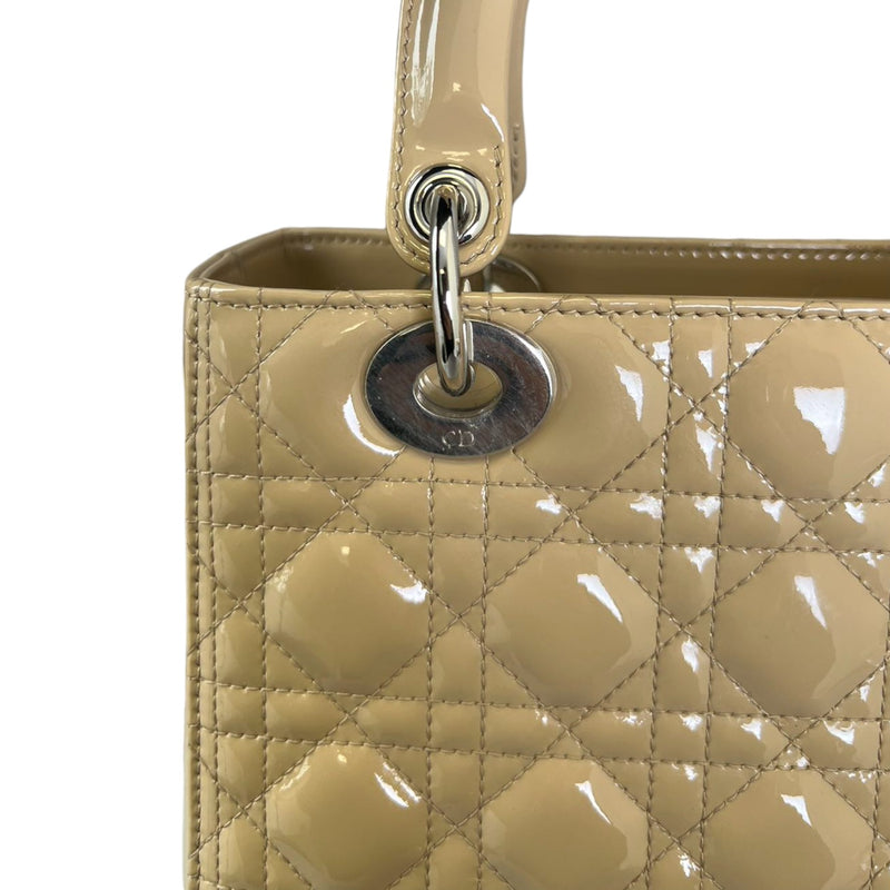 Lady Dior Medium Patent Cannage Beige SHW