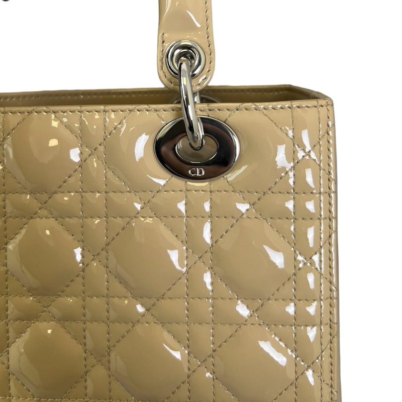 Lady Dior Medium Patent Cannage Beige SHW