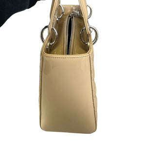 Lady Dior Medium Patent Cannage Beige SHW