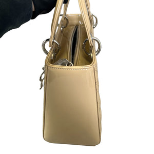 Lady Dior Medium Patent Cannage Beige SHW