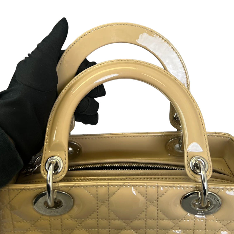 Lady Dior Medium Patent Cannage Beige SHW