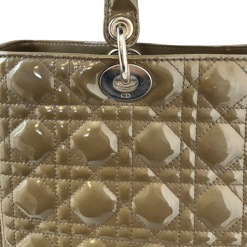 Lady Dior Large Patent Cannage Light Brown SHW