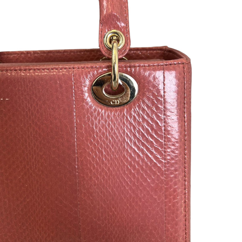 Lady Dior Medium Python Quilted Pink GHW